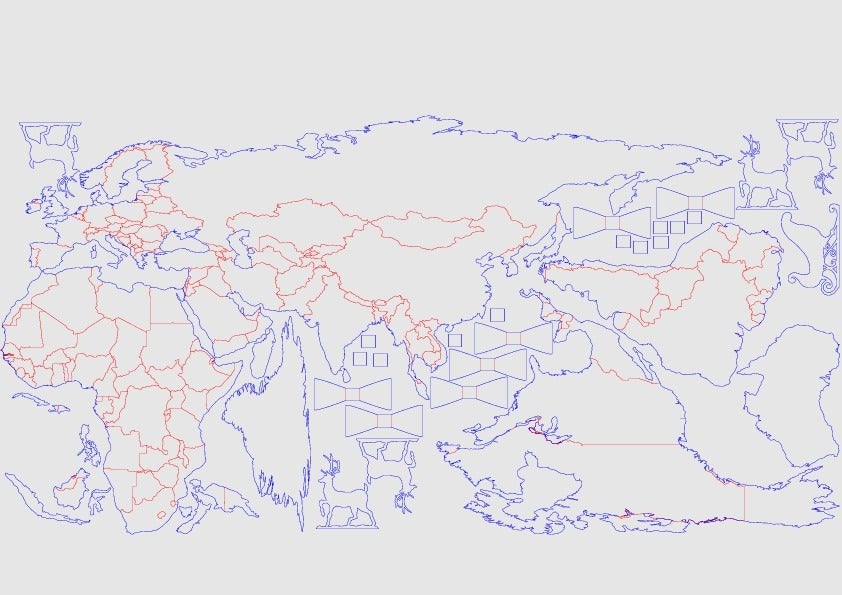 Карта мира лазерной резки бамбука вложенная 1200x600 мм