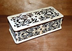 लेजर कट पैटर्न वाले लकड़ी के बक्से ढक्कन के साथ