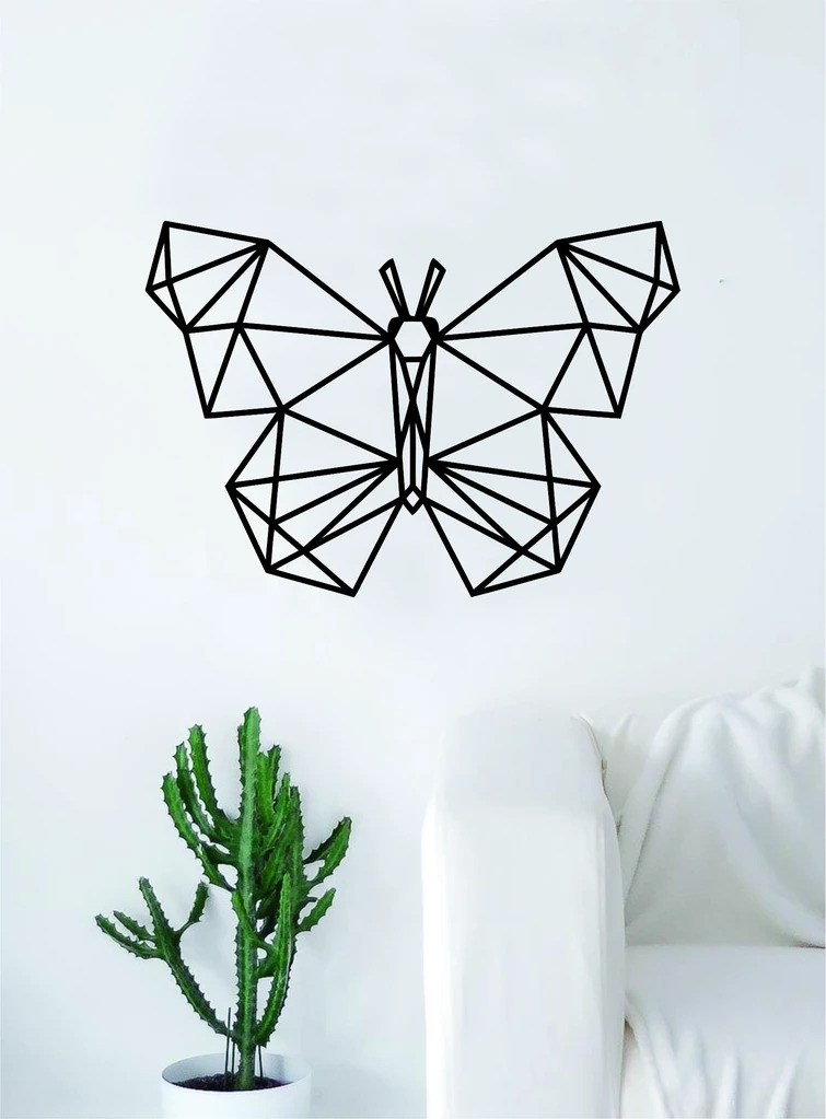 Arte de pared de mariposa geométrica cortada con láser