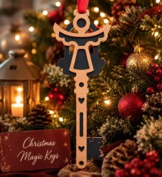 Laser Cut Santa Magic Key Layered Ornament Christmas Decor