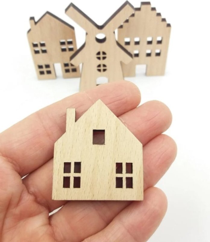 Laser Cut Wooden Mini Houses