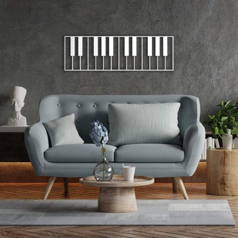 Laser Cut Piano Keys Metal Wall Art Modern Music Studio Decor