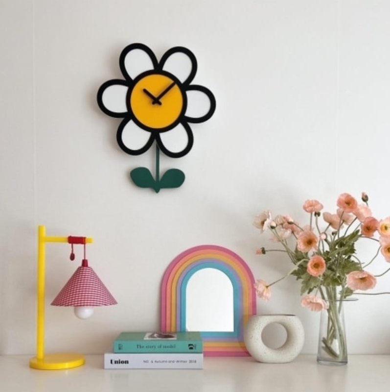 Laser Cut Daisy Tulip Wall Clock Modern Decor