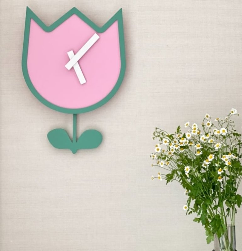 Laser Cut Daisy Tulip Wall Clock Modern Decor