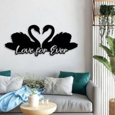 Laser Cut Love Forever Romantic Swan Couple Wall Decor