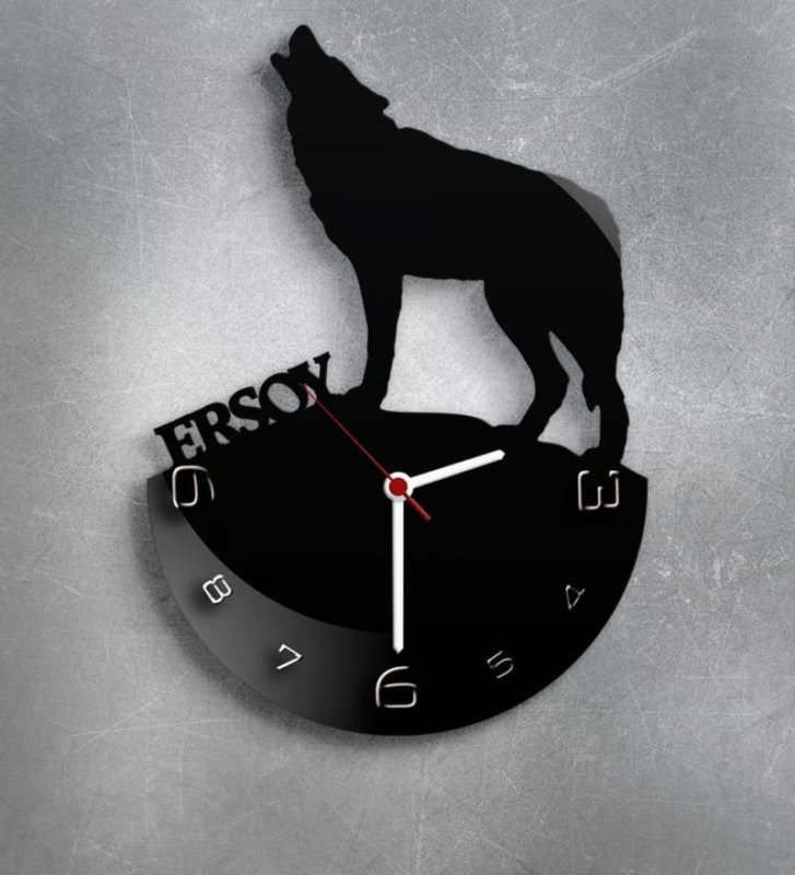 Laser Cut Wolf Wall Clock Animal Wolf Wall Decor