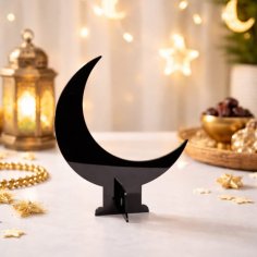 Laser Cut Crescent Moon Shape Acrylic Decor Stand Ramadan Table Decor