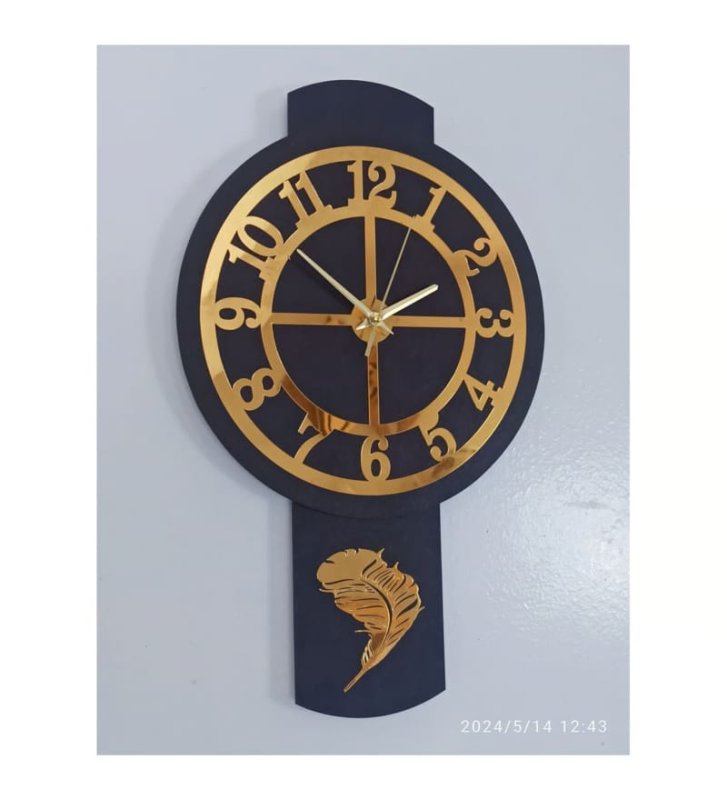 Laser Cut Stylish Gold Mirrored Wall Clock