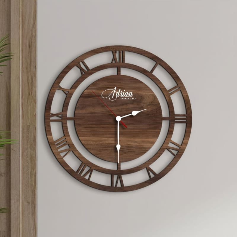 Laser Cut Personalized Decorative Wooden Wall Clock Housewarming Gift