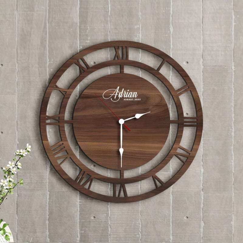 Laser Cut Personalized Decorative Wooden Wall Clock Housewarming Gift
