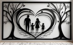 Laser Cut Family Wall Decor Rectangular Frame Wall Art