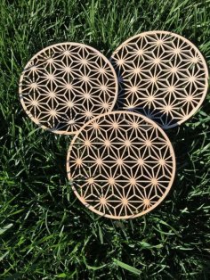 Laser Cut Wooden Trivet Asanoha Adjusted