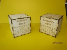 Laser Cut Cube Calendar. Laser Engraved And Cut Calendar On A Cube. Wood.