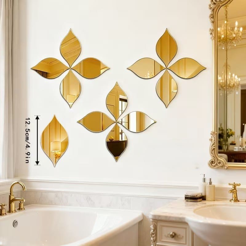 Laser Cut Four Leaf Clover Shaped Mirror Acrylic Flowers DIY Wall Art