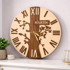 Laser Cut Personalized Wooden Tree Clock Design
