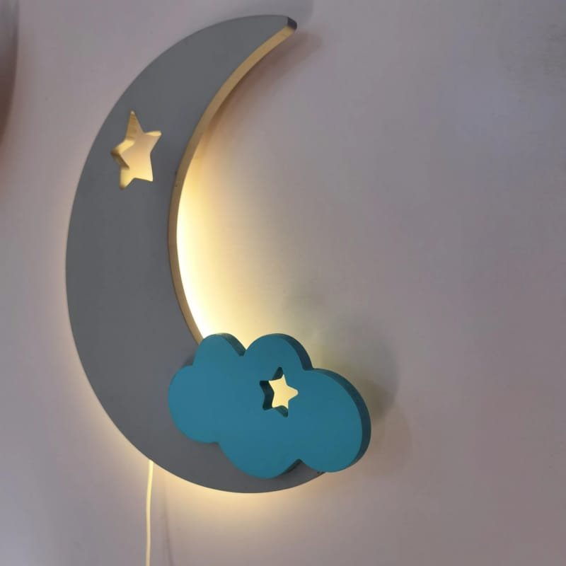 Laser Cut Moon Cloud Boys Girls Room Decorative Nursery Wall Light