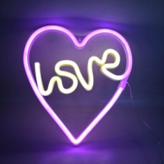 Laser Cut Love Heart Neon Sign – Heart Shape Party Home Decoration Neon Light