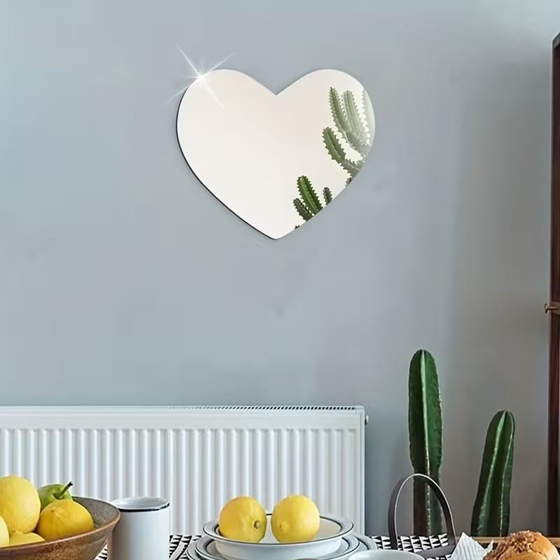 Laser Cut Heart Shaped Acrylic Mirror Wall Decoration Sticker