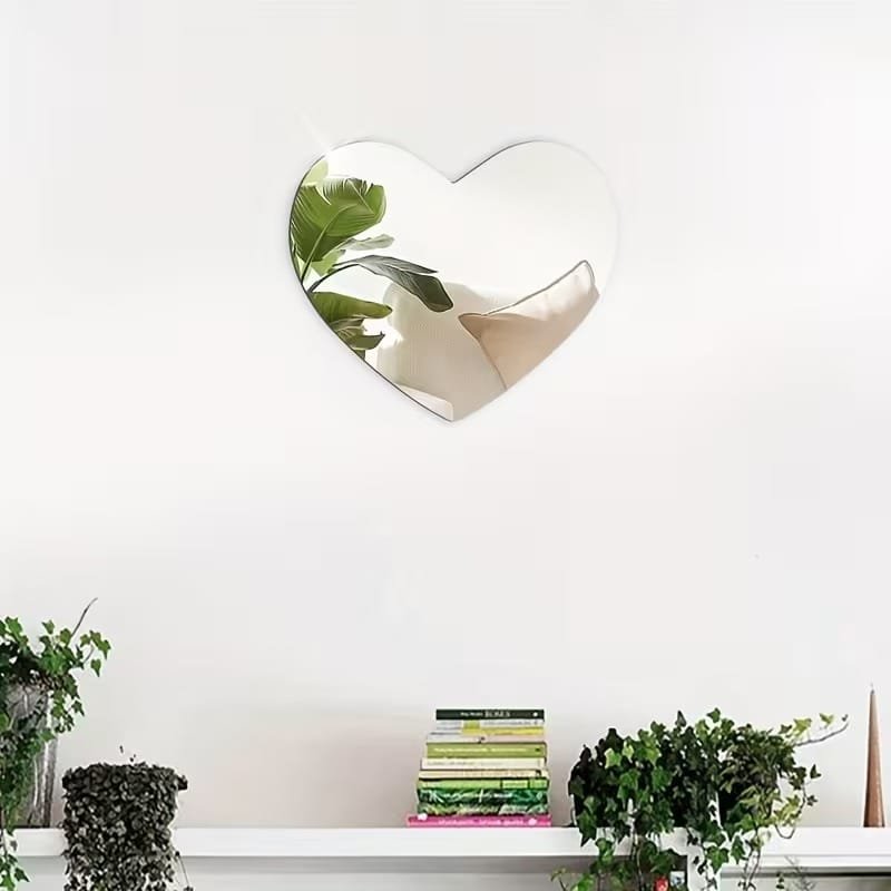 Laser Cut Heart Shaped Acrylic Mirror Wall Decoration Sticker