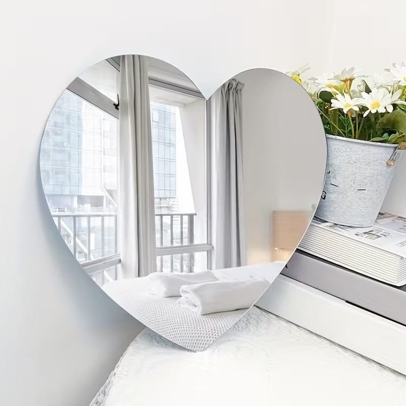 Laser Cut Heart Shaped Acrylic Mirror Wall Decoration Sticker