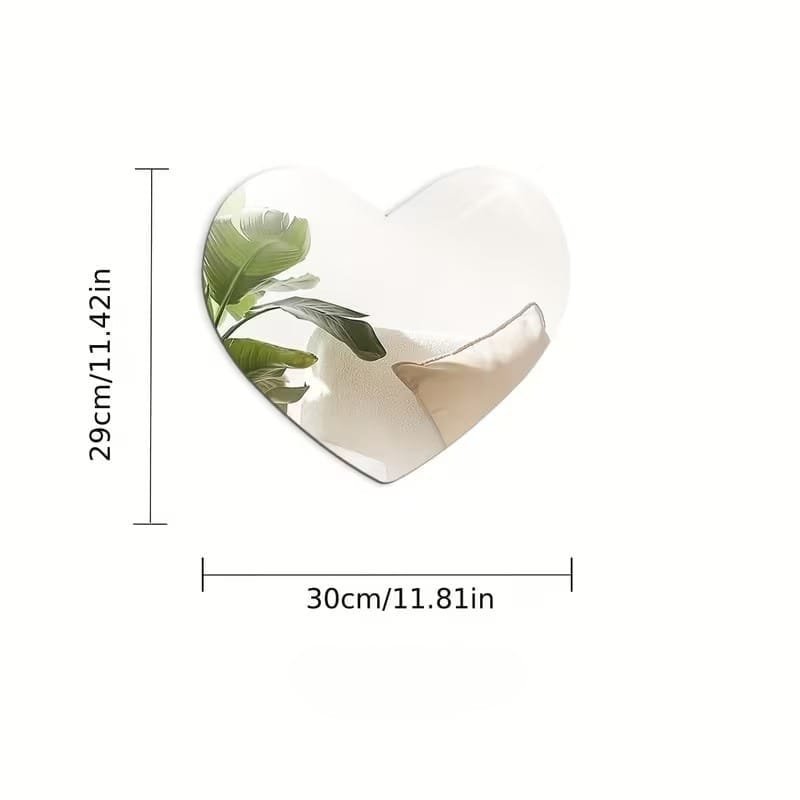 Laser Cut Heart Shaped Acrylic Mirror Wall Decoration Sticker