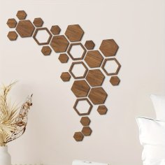 Laser Cut Three-Dimensional Hexagonal Combination Wooden Wall Decor