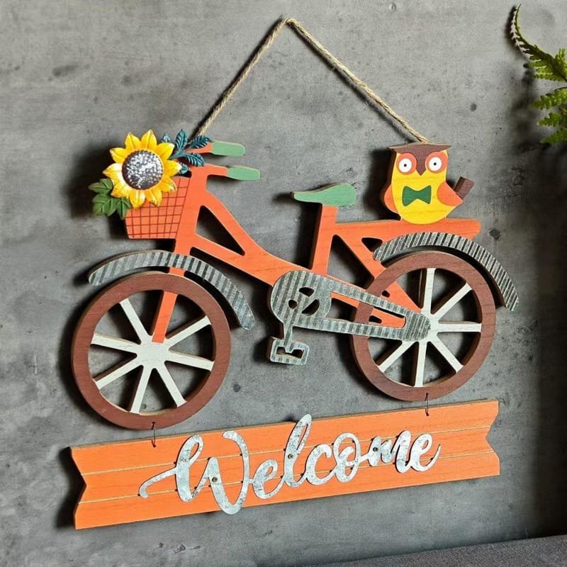 Laser Cut Fall Decoration Bicycle Welcome Wall Sign