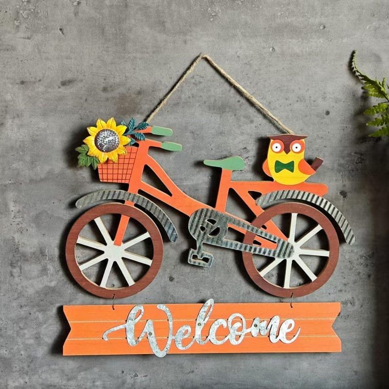 Laser Cut Fall Decoration Bicycle Welcome Wall Sign