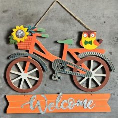 Laser Cut Fall Decoration Bicycle Welcome Wall Sign