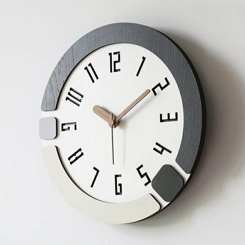 Laser Cut Nordic Wood Wall Clock – Living Room Round Modern Simple Wall Clock