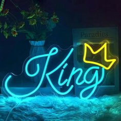 Laser Cut King Neon Sign Wall Decor