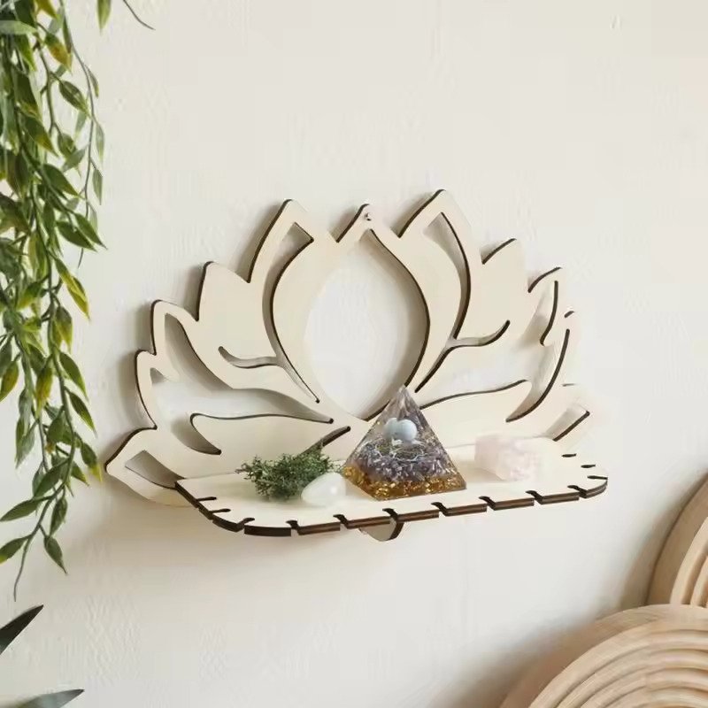 Laser Cut Elegant Wall Mounted Floating Shelf Storage Shelf Wooden Sculpture for Home Decor Photo Display
