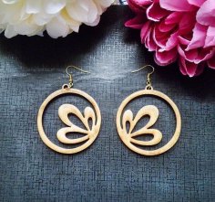 Laser Cut Circle Flower Wooden Earrings