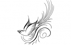 Arquivo dxf de vetor de pássaro de caligrafia