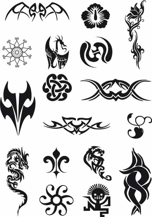 Set Tribal Tattoos Free Vector