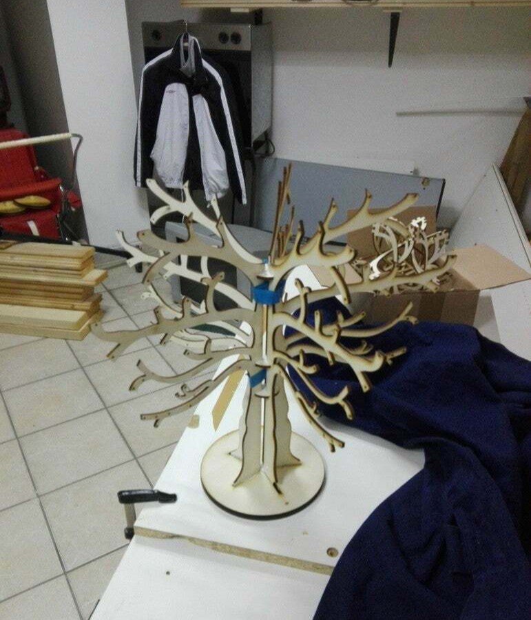 Laser Cut Tree Jewelry Stand DXF File