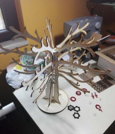 Laser Cut Tree Jewelry Stand DXF File