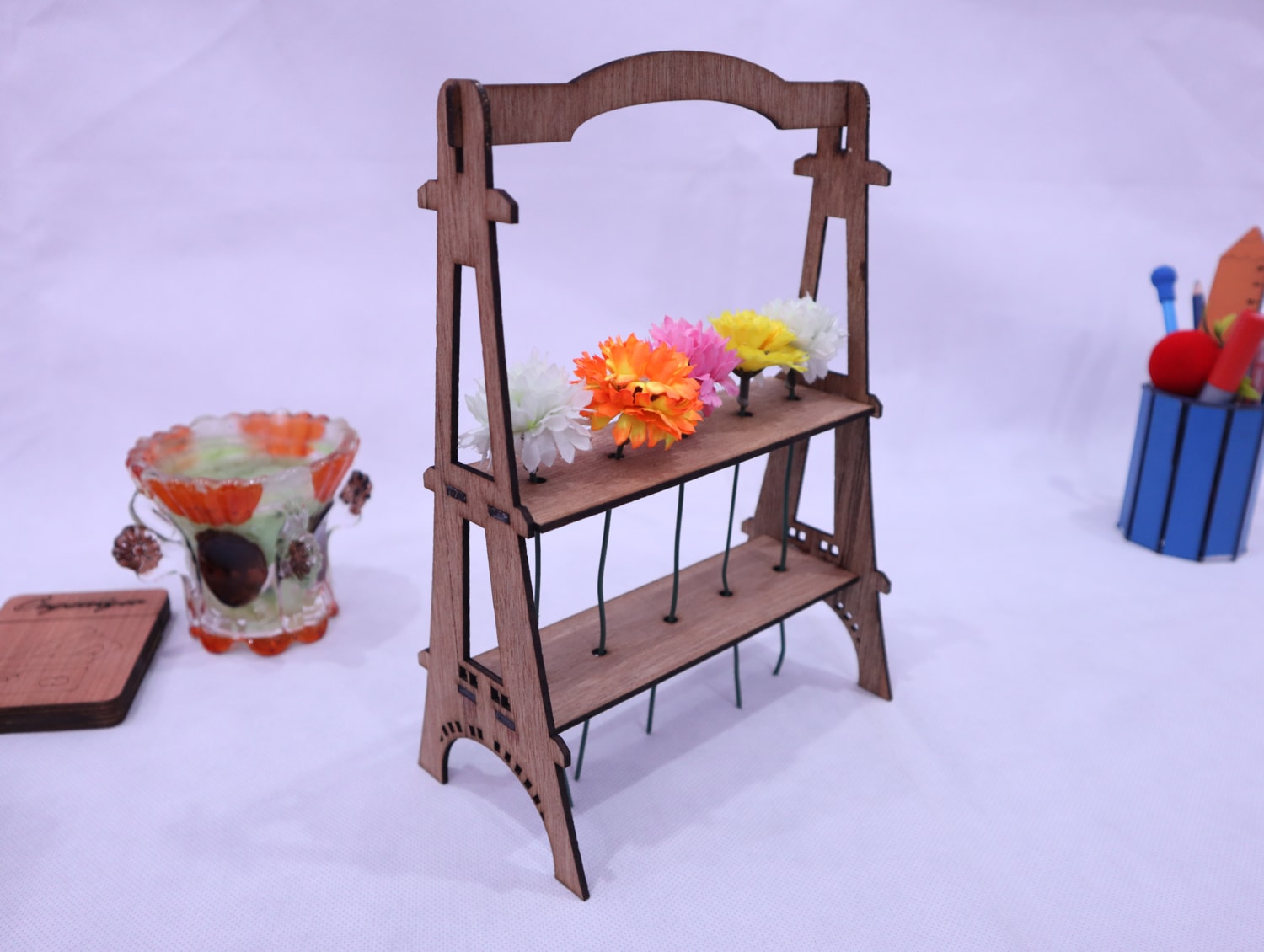 Laser Cut Flower Stand Eiffel Design 3mm CDR File