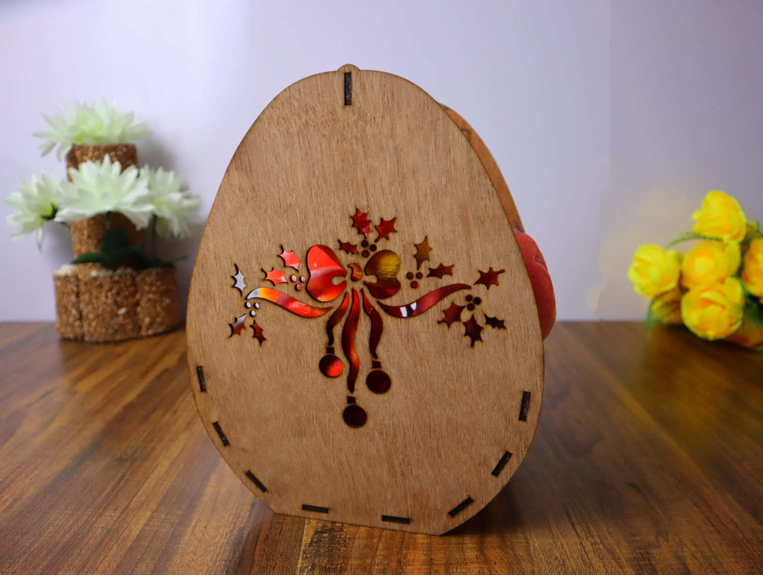 Laser Cut Wooden Egg Shaped Basket 3mm Free Vector