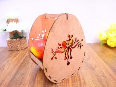 Laser Cut Wooden Egg Shaped Basket 3mm Free Vector