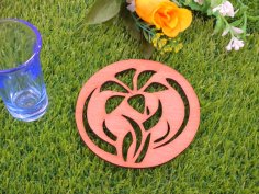 Laser Cut Flower Wooden Coaster Free Vector