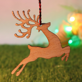 Laser Cut Reindeer Christmas Tree Ornament Free Vector