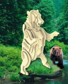 Puzzle in legno 3D dell'orso grizzly