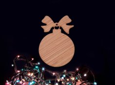 Laser Cut Christmas Bauble With Bow Wooden Christmas Craft Shape Free Vector
