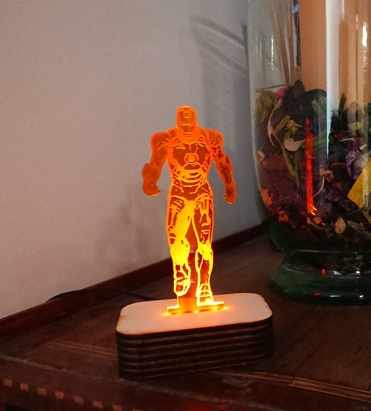 Laser Cut Iron Man Acrylic 3D LED Night Lamp SVG File