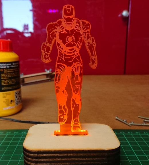 Laser Cut Iron Man Acrylic 3D LED Night Lamp SVG File