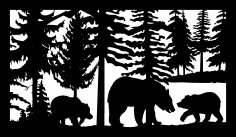 30 X 48 Urso com Dois Filhotes Árvores Arte Plasma