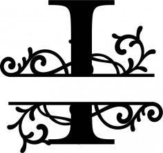Letra del monograma dividido florecido I