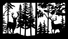 28 x 48 dos ciervos ciervos árboles arte de plasma