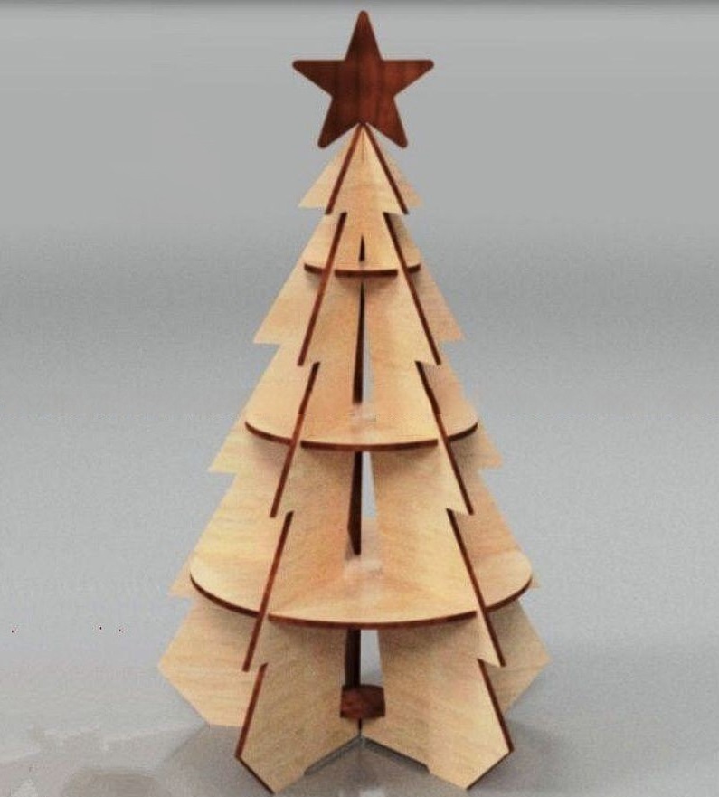 Árvore de Natal cortada a laser com estrela